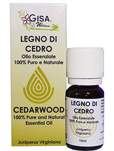 Gisa Wellness - LEGNO DI CEDRO - Olio Essenziale Convenzionale - 100% Puro e Naturale - [10ml] - Ideale per Aromaterapia e Cura della Persona - Diffusione Ambientale - Made in Italy
