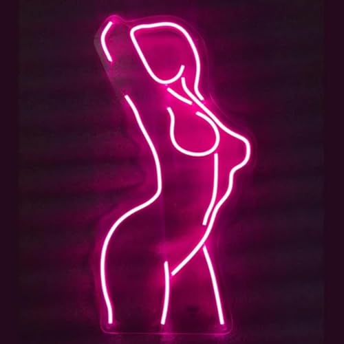 Image of Lady Neon Signs for Wall Decor 23.6 inches Neon Sexy Lady Body Pink Light Up Signs Bedroom Bar Club Game Room Lights Decorations