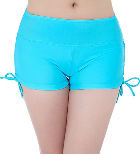 FLYILY Damen Sport Badeshorts Boyleg Board Shorts Strand Bikini Tankini Unterteile Badebekleidung Badeanzüge(EUR 40-42(Tag XL),LackBlue)