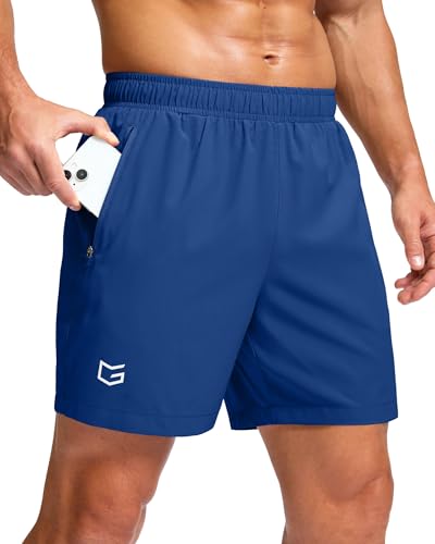 Image of G Gradual Men's Athletic Running Shorts with Zipper Pockets Quick Dry 7 inch / 5 inch / 9 inch Workout Gym Shorts for Basketball Hiking