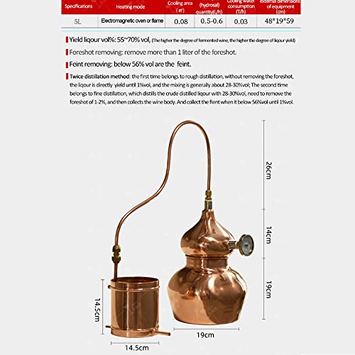 Copper Moonshine Still 1.3 Gallon - 5L-Copper Stills for Distilling Moonshine - Home Brewing Kit