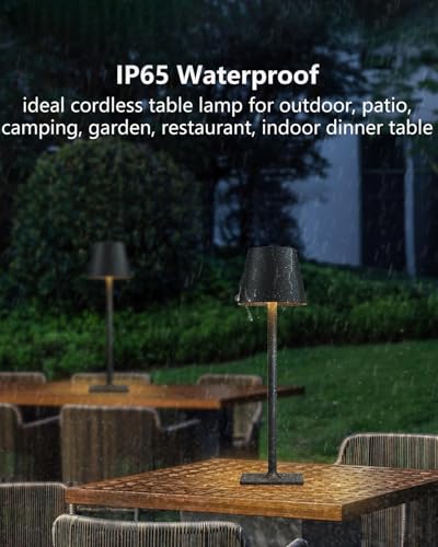 Cordless Table Lamp Rechargeable Lamps: 6000mAh Battery Operated Table Lamp Outdoor Waterproof, Touch Control, Portable Wireless Desk Lamp for Dinner/Bedroom/Restaurant(Black 2 Pack) - Image 5
