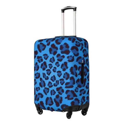 Elastic Travel Luggage Cover Printed Blue Leopard Print Double-Sided Suitcase Protector Bag,Dust-Proof Cratch-Resistant Washable Baggage Covers For Kid Adult,Large2