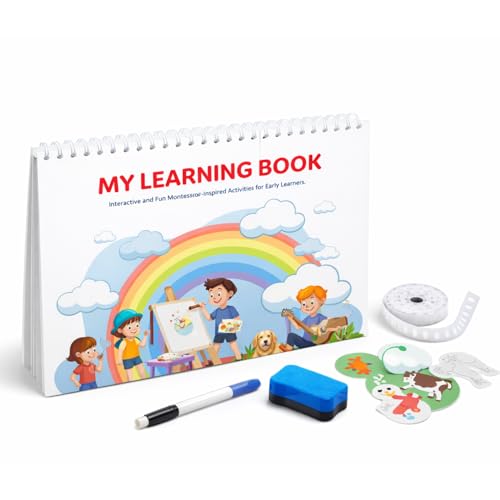 Image of Rays of Ink Kids Montessori Busy Book 19 Activities (13 Velcro + 6 Wipe Off Activities) | Activity Book for Kids 2-5 Years | Early Learning Toy for Toddlers | Learning & Preschool Educational Gift | Reusable Velcro Activity Pages | Learning Gift for Kids