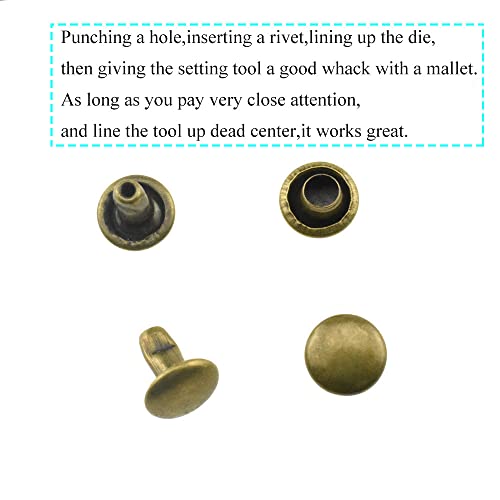 Hao Pro Rapid Rivet 6X6Mm Bronze Studs Round Double Cap Leather Tubular Fastener Stay Secure Snap Close Clean Cut Sturdy For Repair Craft Fabric Purse Clothes Shoes Bags Belts Jeans 120Sets #TOP5