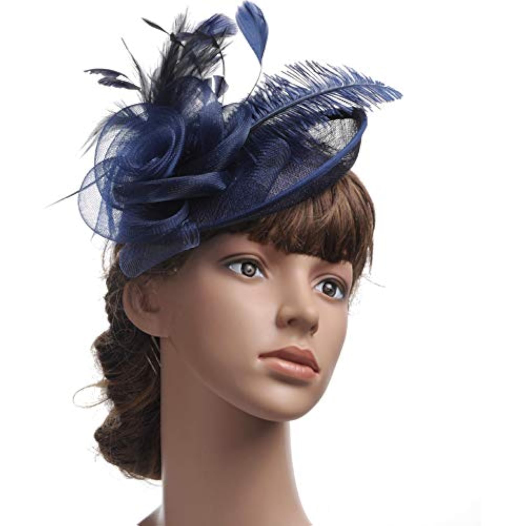 Ladies Flower Feather Fascinator Hat, Bridal Hair Clip