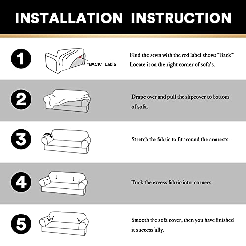 Stretch Armchair Covers For Chairs Slipcovers For Living Room Couch Covers For Chair Protectors Cover For Dogs/Pets/Kids, Feature Checks Pattern Jacquard Bouncy, Thick And Soft - Biscotti Beige #TOP6