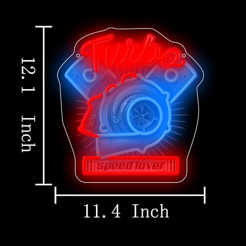 Image of Racer Turbo Neon Sign Led Light Up Sign Pop Art With UV Printed background Room Wall Decor Man Gaming Room, Kids Room, Bar Decoration, Birthday Party Gifts