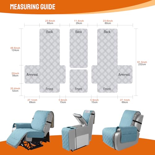 Image of VANSOFY Loveseat Recliner Cover with Console 100% Waterproof Sofa Slipcovers Non-Slip Reclining Couch Cover Split Sofa Covers Furniture Protector for Pets, Dogs(Azuree)