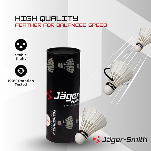 Image of Jager-Smith JS2000(Blue,White) Combo Aluminium Badminton Racquet with Tempered Steel Shaft & Featherlite 2 (Pack of 3) Feather Shuttles&Full Cover (Made in India)