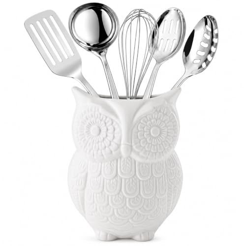 Comfify White Owl Utensil Holder...