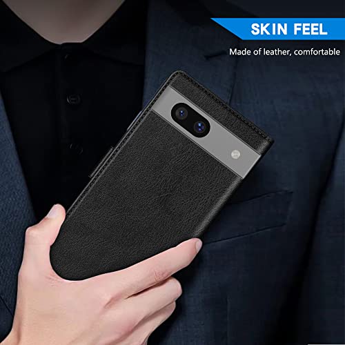 Image of ZZXX for Google Pixel 7a Wallet Case Magnetic Closure 6.1 inch,Black