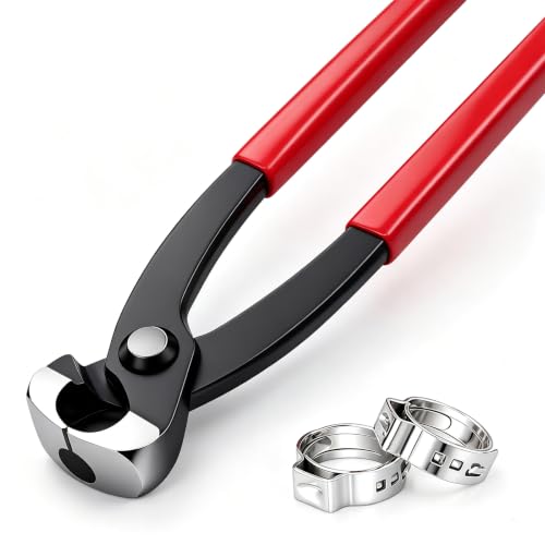 Image of Ear Clamp Pliers 9 Inch Front and Side Jaw Hose Clamp Crimping Tool Carbon Steel Pinch Clamp Pliers Install Remove Clamp Nail Puller Tool for repairing pipes, fuel lines