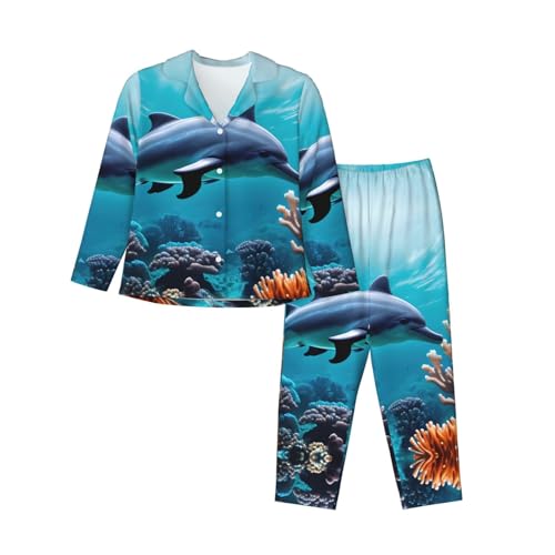 Pyjama imprimé dauphins et corail pour vos soirées détente et nuits cocooning