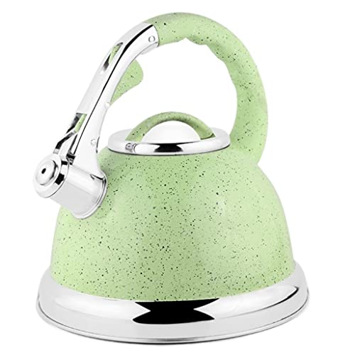 Tetera con silbido for estufa, tetera 304 mango ergonómico, caliente for(Green)