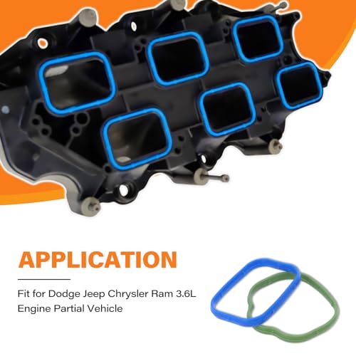 Image of MS97204 MS97205 Intake Manifold Gasket Set Compatible with 3.6L Jeep Wrangler Grand Cherokee, Chrysler 200 300, Dodge Challenger Charger Durango, Ram 1500 (2011-2020)