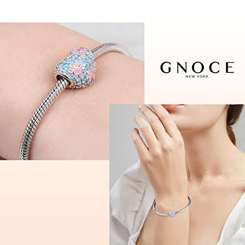 Image of GNOCE Pet Dog Bead Charm for Women,Silver Charms Necklace Bracelet for Her, Jewelry Gift