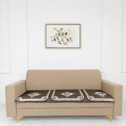 Image of Homerz Premium Waterproof Jasmine Joe Sofa Seat Cover - Floral Printed Sofa Protector | Non-Slip, Washable & Durable Sofa Protector (Coffee, 6 (3+2+1) Seater)
