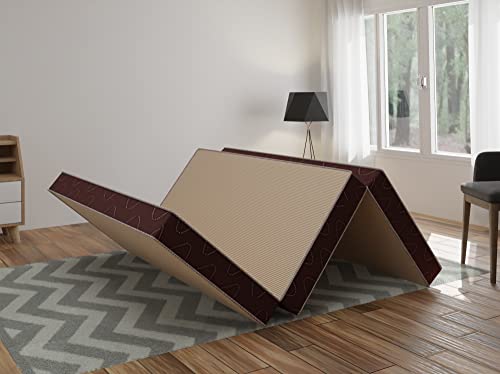 Image of Comforto Folding 4-Inch Queen Size Foam Mattress (72 x 60 x 4 Inches, Beige)