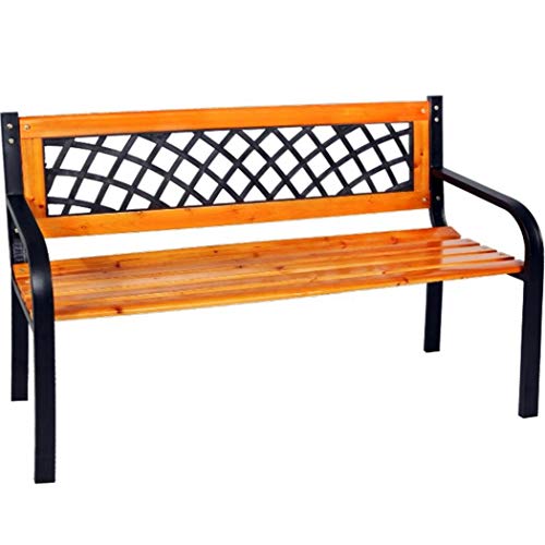 FineHome Stabile Parkbank aus Matall Holz und witterungsbeständigem Hartkunststoff Gartenbank 120 x 52 x 74 cm Sitzbank