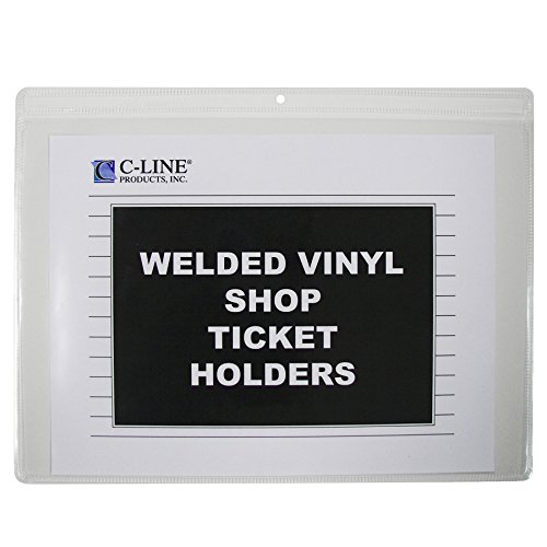 C-Line Vinyl Shop Ticket Holders, Both Sides Clear, Open Long Side, 12 x 9 Inches, 50 per Box (80129)