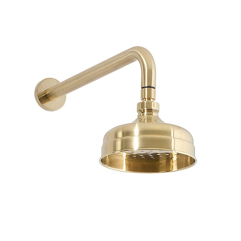 Milano Brushed Brass Elizabeth 155Mm Round Rainfall Shower Head Wall Mounted Arm - Brass