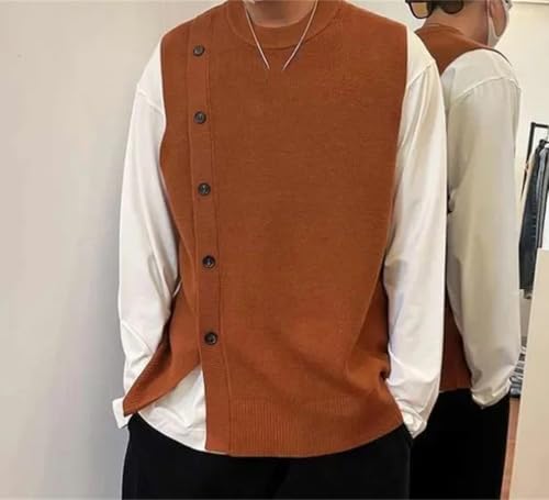 Men's Sleeveless Knitted Sweater Vest V-Neck Solid Color Casual Street Style Solid Color Pullover Vest3