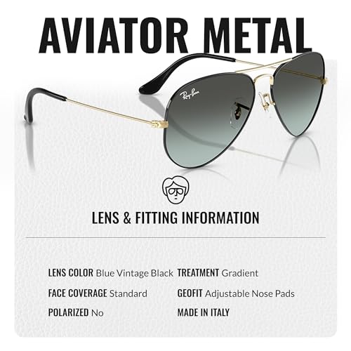 Image of Ray-Ban RB3025 AVIATOR LARGE METAL Pilot Shape Sunglasses for Men & Women with Official Eyewear Kit