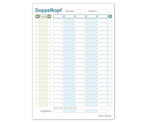 PICTALOO Doppelkopf Block DIN A5 – 50 Blatt mit extra großen Feldern & modernem Design – Made in Germany Spielblock auf PEFC-Papier – Seniorenfreundlicher Punkteblock für Kartenspiele (1)