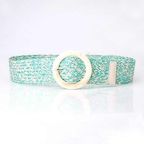 Women's Elastic Braided Belt Summer Boho Holeless Woven Belt Plastic Buckle Stretch Rattan Belt for Dress2