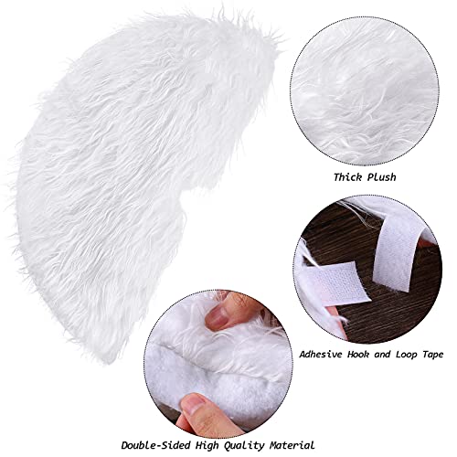 URATOT 2 Pack 15 Inches Christmas Tree Skirt Mini White Faux Fur Plush Xmas Tree Skirt White with Silver Snowflake Tree Mat for Xmas Party Indoor Outdoor Holiday Tree Decoration by URATOT - Image 4
