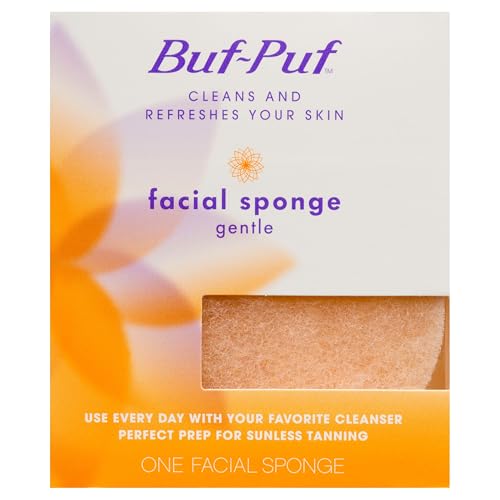 Buf-Puf Gentle Facial Sponge, Dermatologist Developed, Removes Deep Down Dirt & Makeup That Causes Breakouts and Blackheads, Reusable, Exfoliating, 1 Count