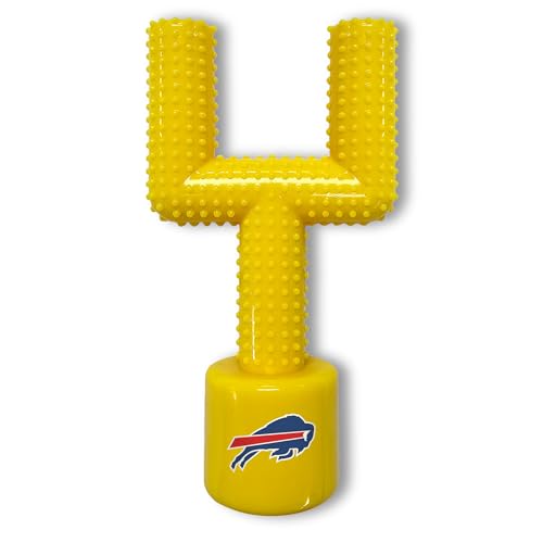 NFL Buffalo Bills Mega- Chew Hard Nylon Bacon-Flavored Dog Bone Football Goal Post Chew Toy. Interactive Tasty Fun Dog Chew Toy. Indestructible Strong and Durable Pet Chew Toy. Extra Tough Dog Toys