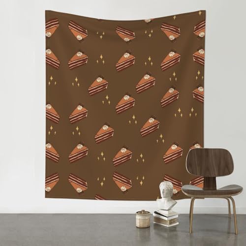 Tapisserie gâteau carrés chocolat pour cacher un mur blanc de dortoir
