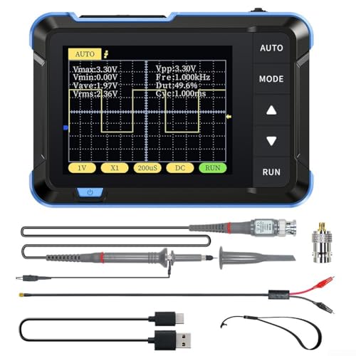 Besshepplo Osciloscopio digital de mano DSO152 2.5MSa/s Frecuencia de muestreo 200kHz Ancho de banda ±400V Medición de voltaje para laboratorios educativos y mantenimiento básico con LCD de 2.8