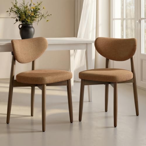 VASAGLE Wooden Dining Chairs Set of 2, Upholstered Kitchen C...