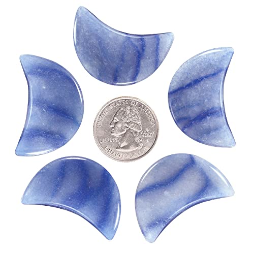 KYEYGWO 5pcs Hand Carved Half-Moon Palm Pocket Stones