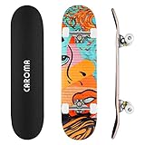 Caroma Skateboard 31x8 Zoll Komplette Cruiser Skateboard für Kinder Jugendliche Erwachsene, 9-Lagiger Kanadischer Ahorn Double Kick Deck Concave mit All-in-one Skate T-Tool für Anfänger#9