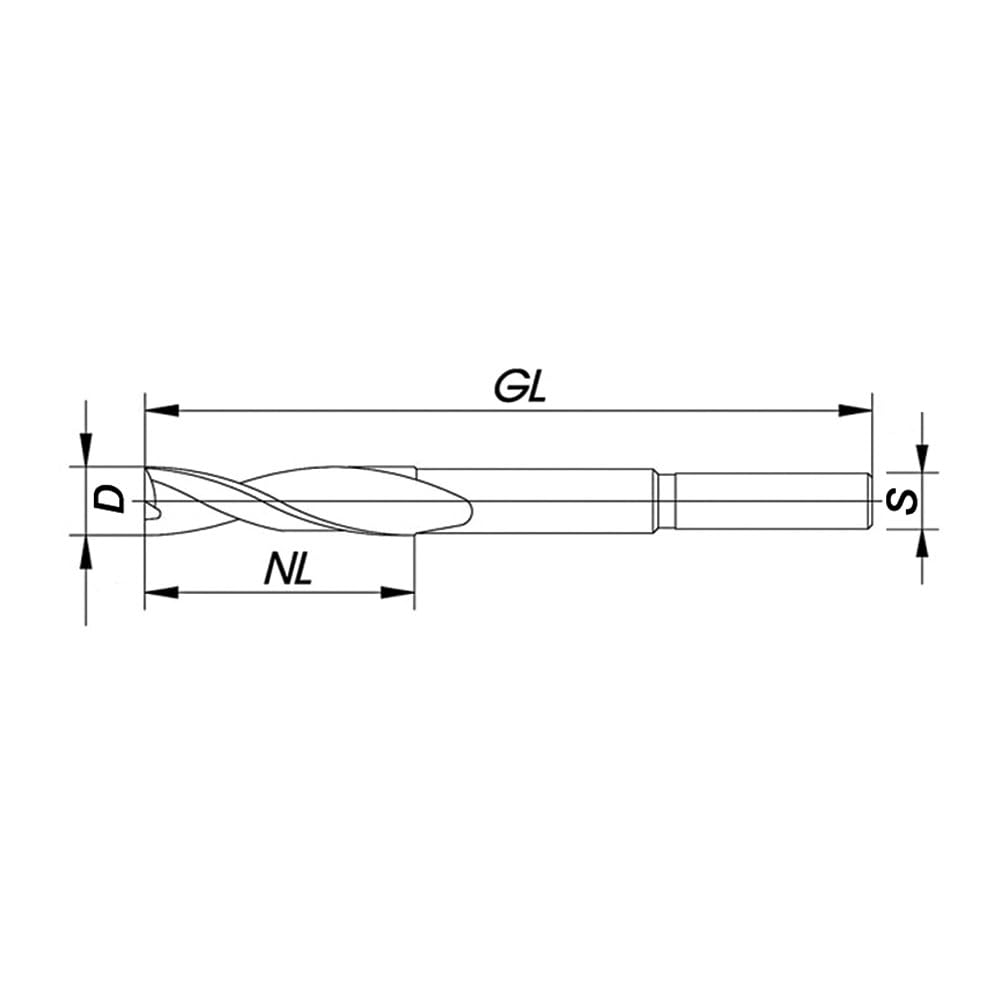 ENT 45232 Mèches à mortaiser hélicoïdale droite, acier à outils, Diamètre (D) 10 mm, NL 45 mm, GL 140 mm, droit, S 13 mm
