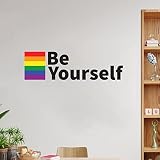 Wall Decal Gay Pride LGBT Same Sex Gay Removable Vinyl Sticker Be Yourself LGBTQ Wall Art Murals Sticker Rainbow Home Decoration for Girl Boy Bedroom Living Room Office 22 inch