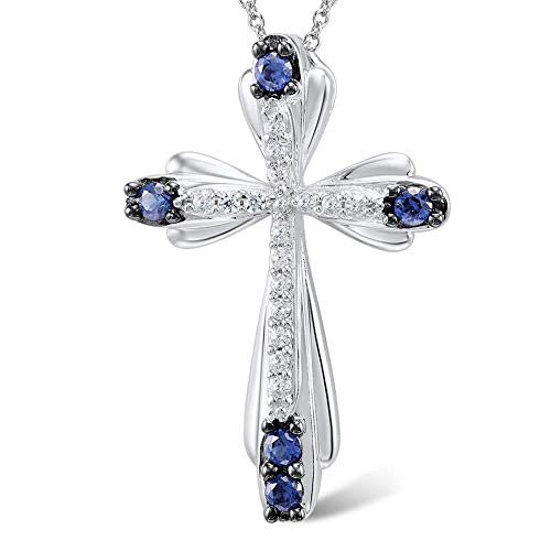 Collier bleu en argent 925 véritable pour femme avec pendentif élégant chic