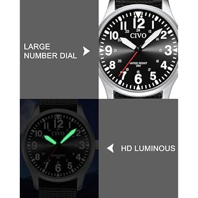 CIVO Military Watch for Men Waterproof: Analog Mens Watches Classic Design - Field Tactical Army Quartz Wrist Watch Gifts