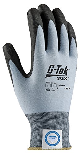 G-Tek 3GX 19-D318/L Seamless Knit Dyneema Diamond/Lycra Glove with Polyurethane Coated Smooth Grip on Palm and Fingers