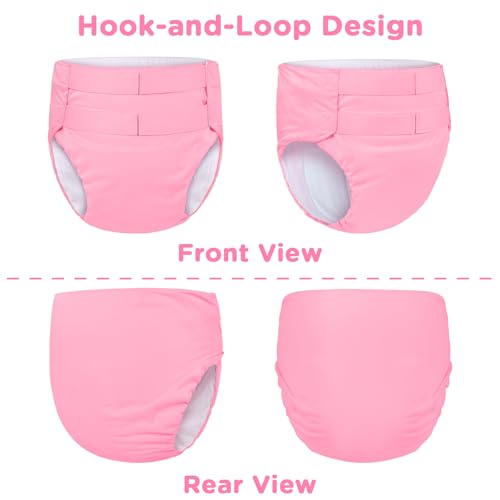 Image of Littleforbig Soft Underwear Comfortable Washable Adjustable Reusable Waterproof Hook-and-Loop Adult Training Pants Pink M