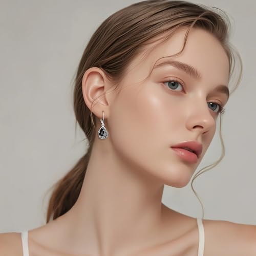 YFN Black Obsidian Sunflower Dangle Drop Earrings for Women 925 Sterling Silver Vintage Teardrop Earrings2