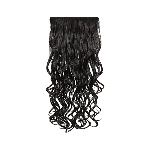 Image of KIS Synthetic Curly Hair Extensions with 4 Clip-in for Women, Dark Brown | 25 Inches, Natural, Soft Heat Resistant Hair, Thick Washable Reusable, Artificial Hair Clip on Extension for Bridal, Wedding