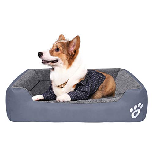 Wenosda Pet Bed Dog Kennel Cat Nest Doghouse Deep Sleeping Bag Winter Puppy Mat Puss Mattress Plush Pillow Soft Cushion Pad Fossa for Cats Small and Medium Dogs (Gray, M)