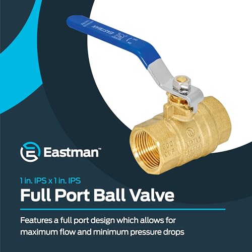 Image of Eastman 1 Inch IPS Heavy Duty Full Port Ball Valve, Brass Plumbing Fitting, 20049LF