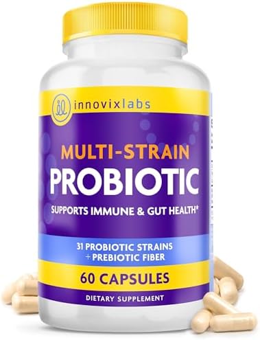 InnovixLabs Multi Strain Probiotics for Women & Men – Probiotic Supplement – 50 Billion CFU – Gut Health, Immune Support, Digestion, Lactobacillus Acidophilus, Prebiotics and Probiotics, 60 Capsules