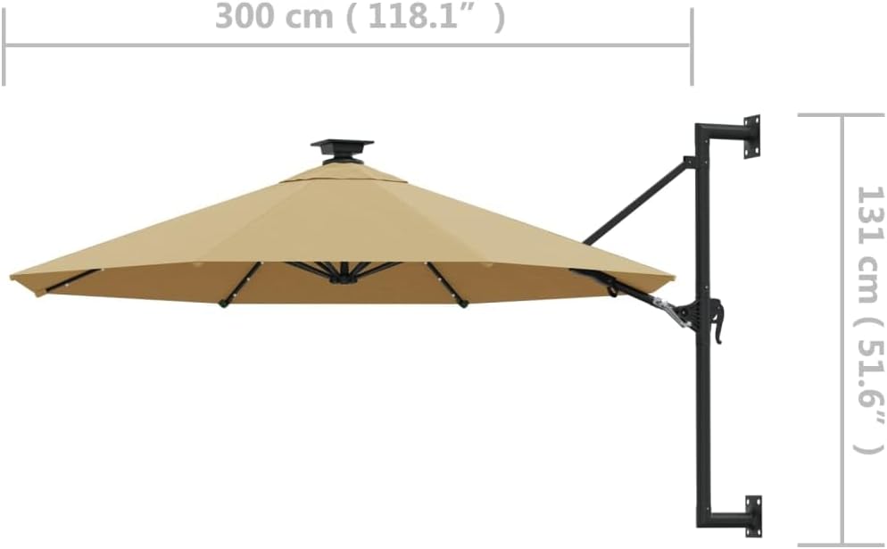 Dimensions of the vidaXL Wall-mounted Parasol